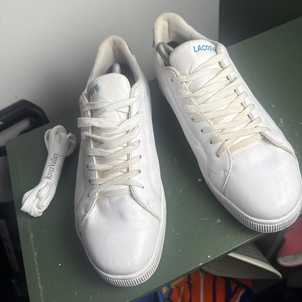 Lacoste Carnaby Evo Mens 12 White Leather Shoes Sneakers Lifestyle Casual - Picture 3 of 12